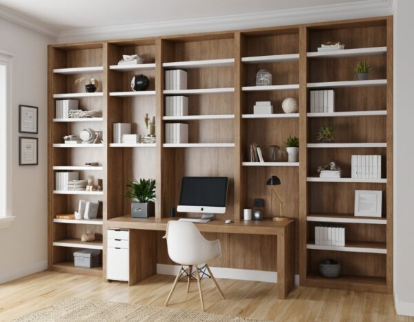 Basic wooden office bookshelf