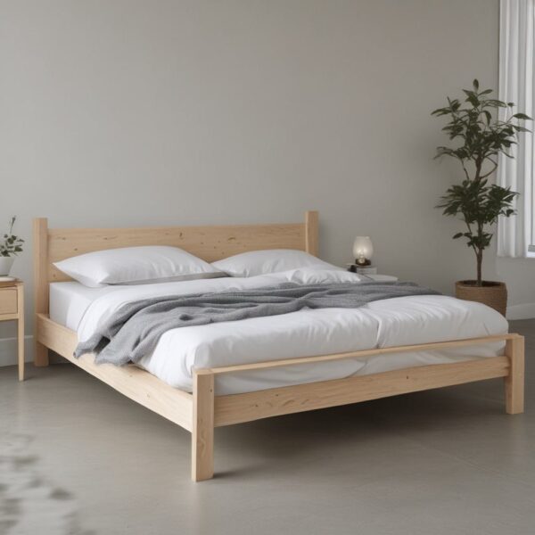 Plane wooden bedstead